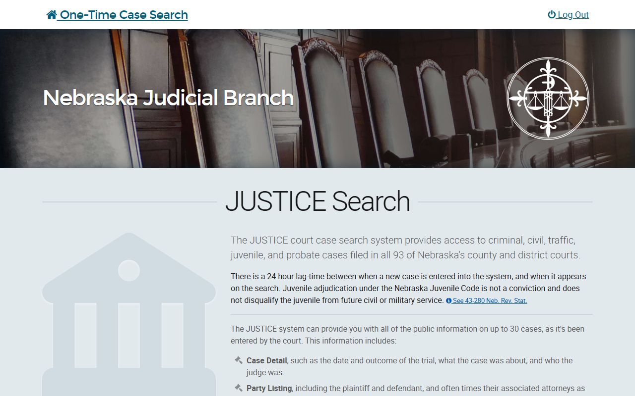 Nebraska JUSTICE search for Garden County court records after arrest